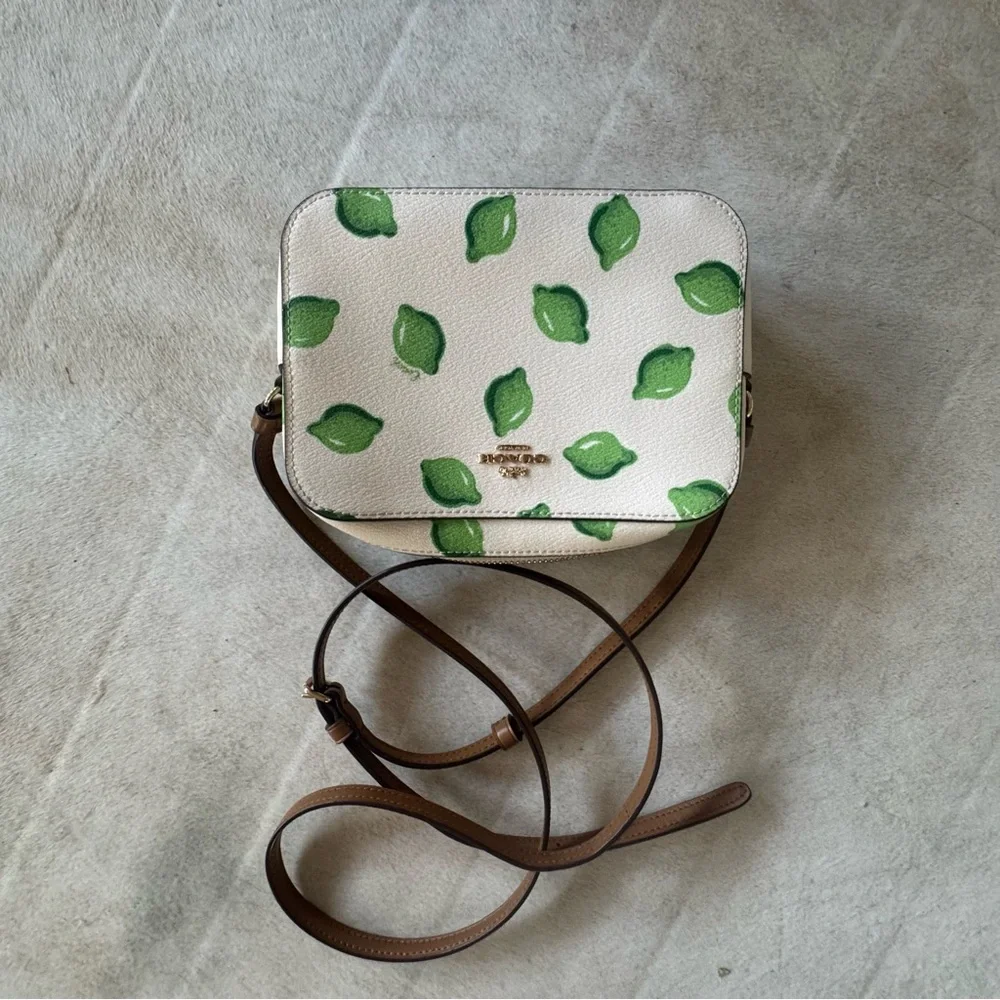 Coach White and Green Lime Crossbody Camera Style Bag - Picture 15 of 16